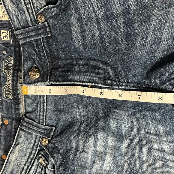 Miss Me Dark Blue Boot Cut Jeans with rhinestone embellishment. - Picture 14 of 15